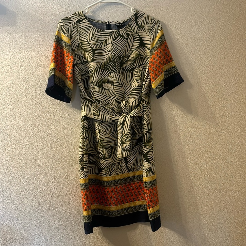 Kate and Lily tie waist multi print dress size 4